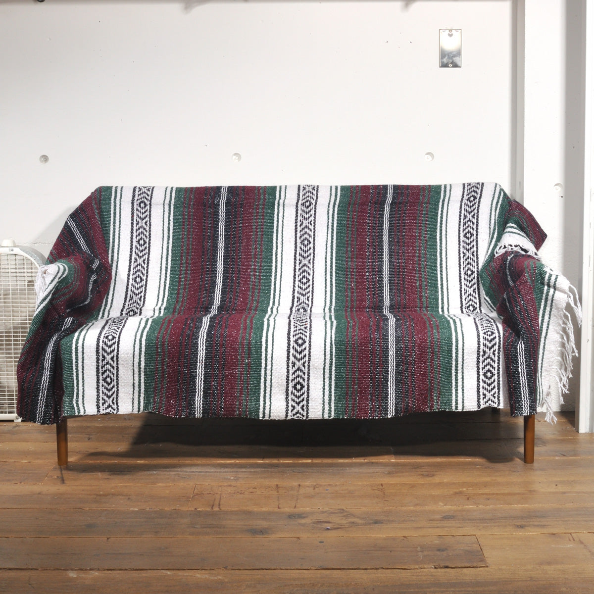 ラグフォレスト(Rug Forest)スタンダードファルサ メキシカンブランケット Standard Falsa Mexican Blanket[約185×135cm]BURGUNDY/GREEN