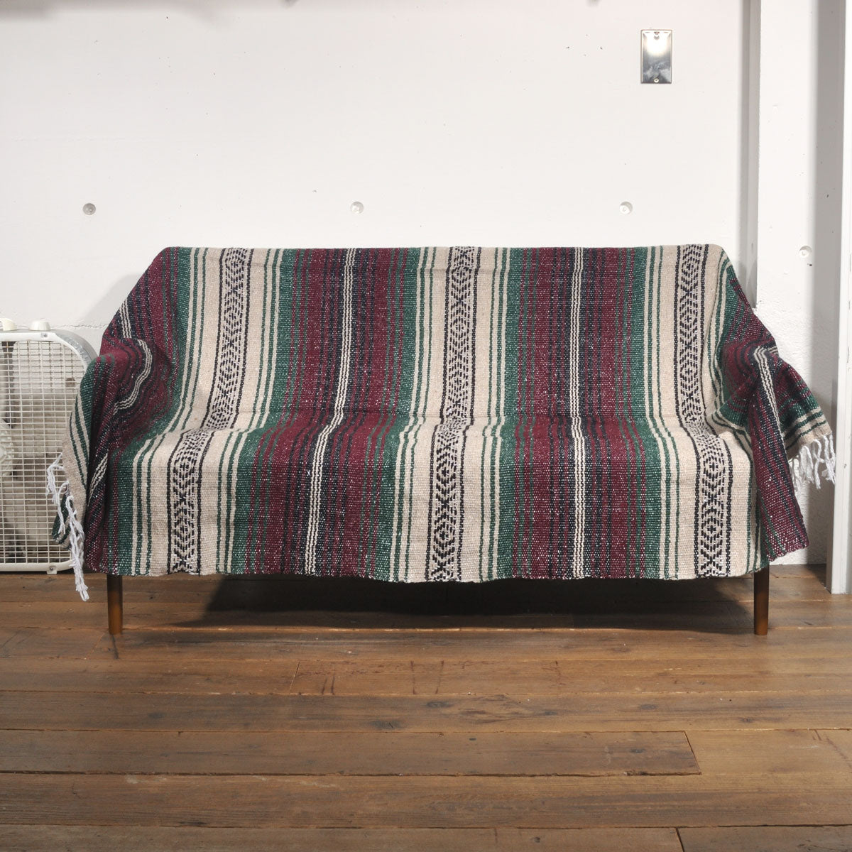 ラグフォレスト(Rug Forest)トラディショナルファルサ メキシカンブランケット Traditional Falsa Mexican Blanket[約185×135cm]BURGUNDY/GREEN/TAN