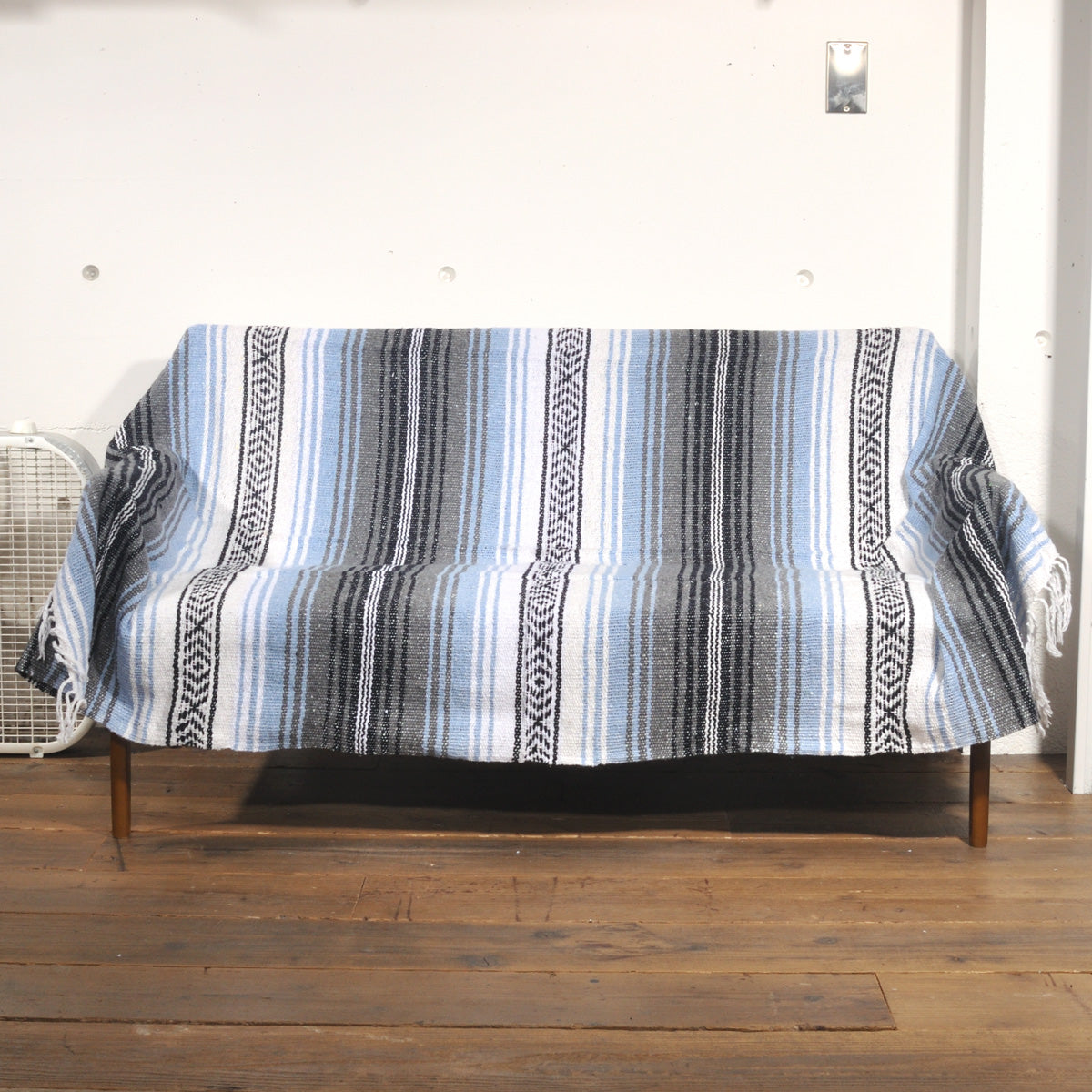 ラグフォレスト(Rug Forest)トラディショナルファルサ メキシカンブランケット Traditional Falsa Mexican Blanket[約185×135cm]LT.BLUE