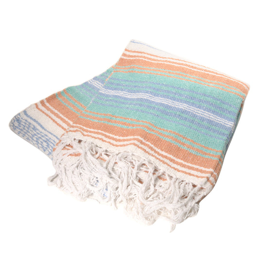 ラグフォレスト(Rug Forest)トラディショナルファルサ パステルカラー メキシカンブランケット Traditional Falsa Pastel Mexican Blanket[約185×135cm]LTB/PEC/MNT