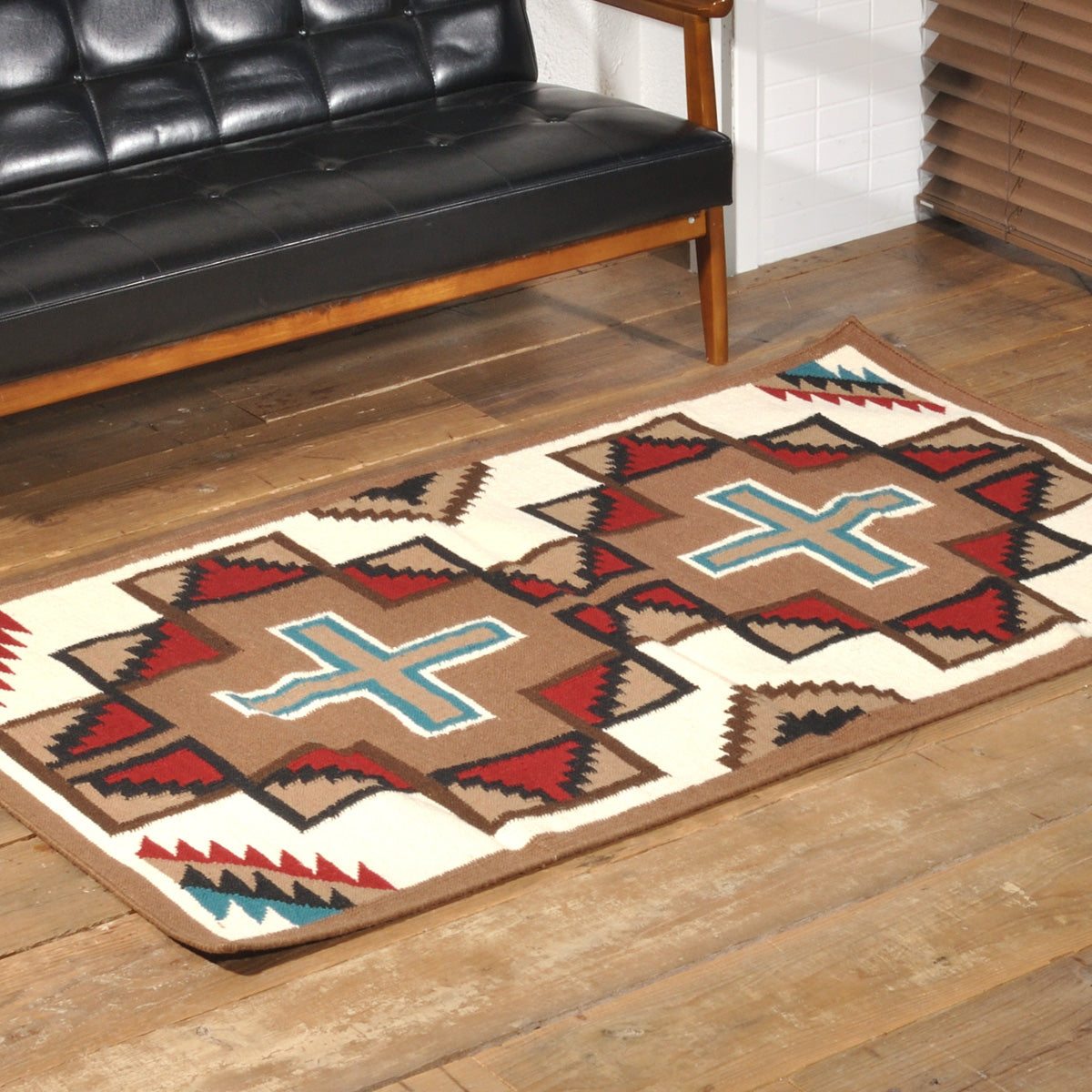 ラグフォレスト(Rug Forest)BOHOスタイルラグ5x3FT ナバホ サウスウェスタン トライバル キリム Navajo Southwestern Native American Kilim Wool Rug[約152×91cm]5301/BEIGE