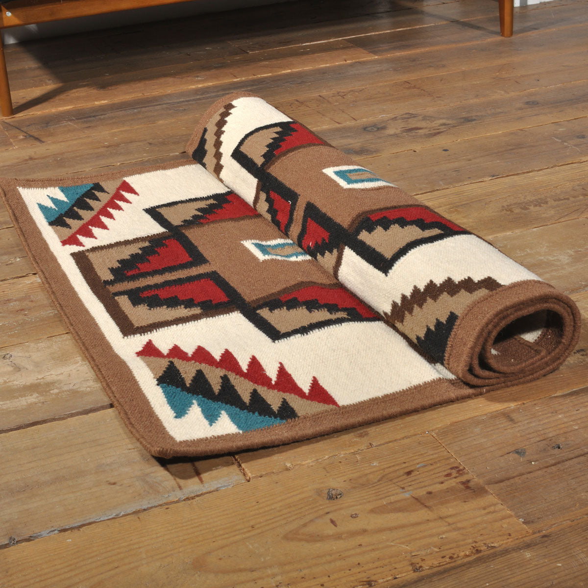 ラグフォレスト(Rug Forest)BOHOスタイルラグ5x3FT ナバホ サウスウェスタン トライバル キリム Navajo Southwestern Native American Kilim Wool Rug[約152×91cm]5301/BEIGE