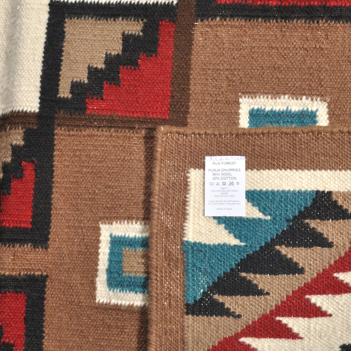 ラグフォレスト(Rug Forest)BOHOスタイルラグ5x3FT ナバホ サウスウェスタン トライバル キリム Navajo Southwestern Native American Kilim Wool Rug[約152×91cm]5301/BEIGE