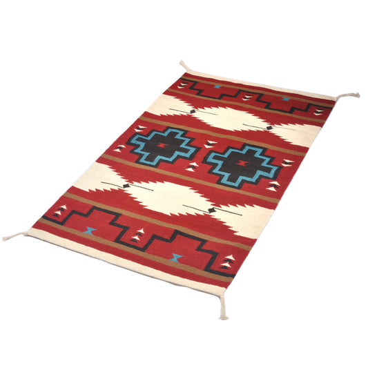 ラグフォレスト(Rug Forest)BOHOスタイルラグ5x3FT ナバホ サウスウェスタン トライバル キリム Navajo Southwestern Native American Kilim Wool Rug[約152×91cm]5302/RED