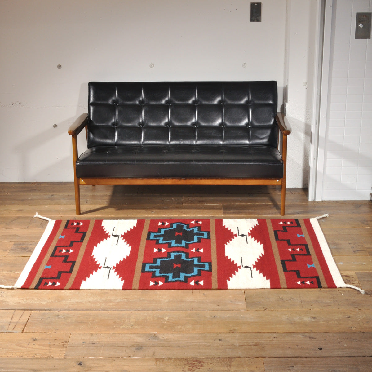 ラグフォレスト(Rug Forest)BOHOスタイルラグ5x3FT ナバホ サウスウェスタン トライバル キリム Navajo Southwestern Native American Kilim Wool Rug[約152×91cm]5302/RED