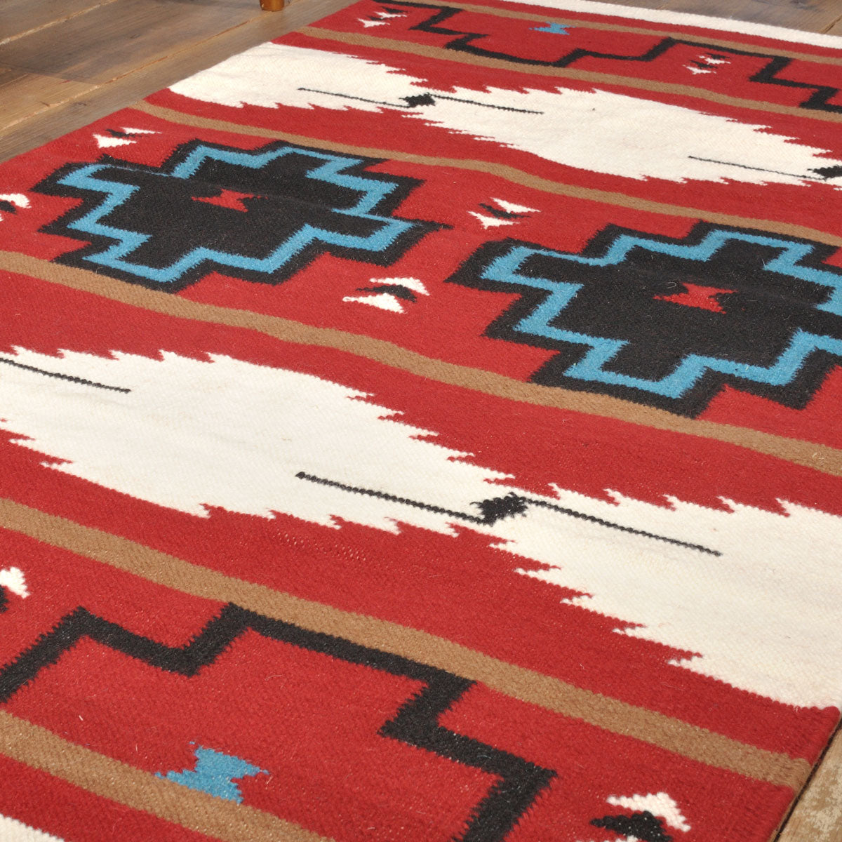 ラグフォレスト(Rug Forest)BOHOスタイルラグ5x3FT ナバホ サウスウェスタン トライバル キリム Navajo Southwestern Native American Kilim Wool Rug[約152×91cm]5302/RED