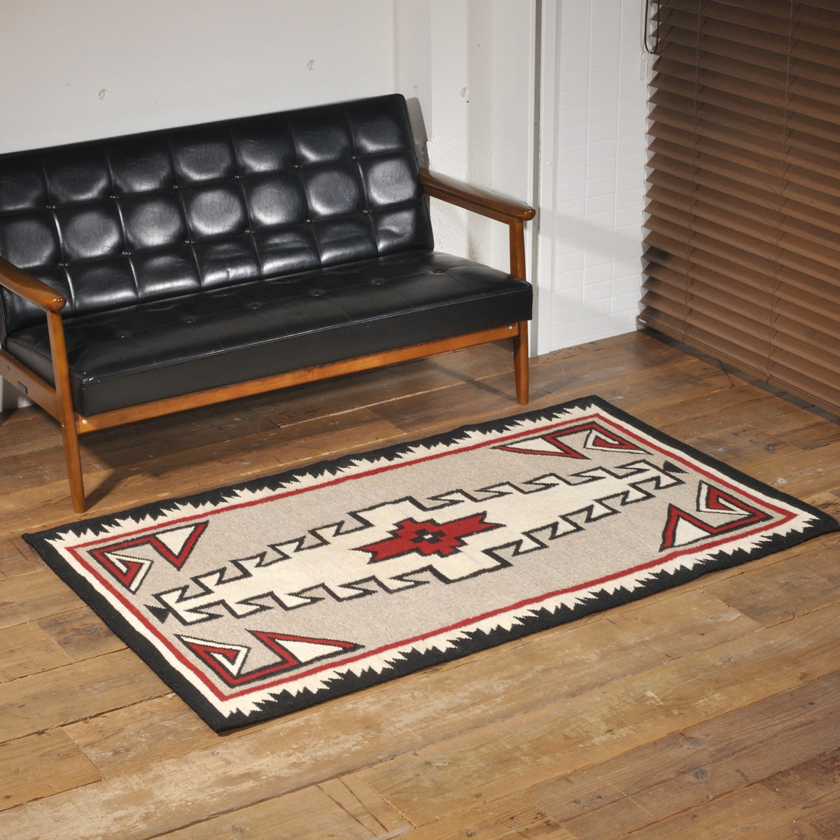 ラグフォレスト(Rug Forest)BOHOスタイルラグ5x3FT ナバホ サウスウェスタン トライバル キリム Navajo Southwestern Native American Kilim Wool Rug[約152×91cm]5303/STONE