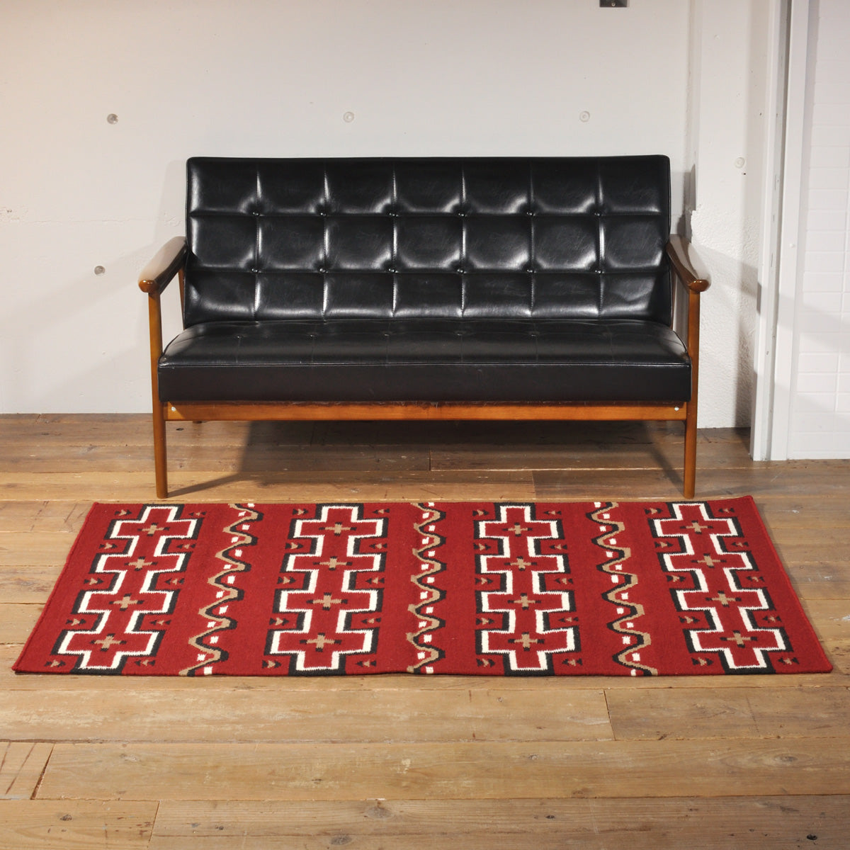 ラグフォレスト(Rug Forest)BOHOスタイルラグ5x3FT ナバホ サウスウェスタン トライバル キリム Navajo Southwestern Native American Kilim Wool Rug[約152×91cm]5305/DK.RED