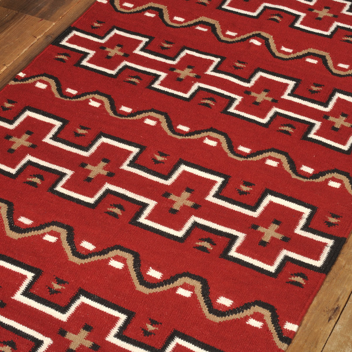 ラグフォレスト(Rug Forest)BOHOスタイルラグ5x3FT ナバホ サウスウェスタン トライバル キリム Navajo Southwestern Native American Kilim Wool Rug[約152×91cm]5305/DK.RED