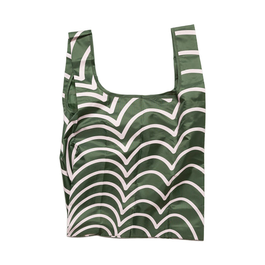 ウッド(WOOD'D)FOLDABLE BAG フォルダブルバッグ 折畳み リユーザブル エコバッグ レジ袋型[約16L]Green Waves