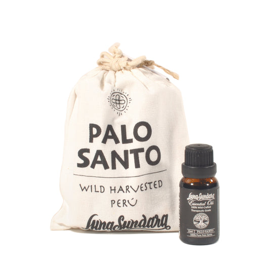 ルナスンダラ (Luna Sundara) パロサント100g入りBag+エッセンシャルオイル15ml[ペルー産]セット Palo Santo スマッジングスティック 香木+精油 Essential Oil