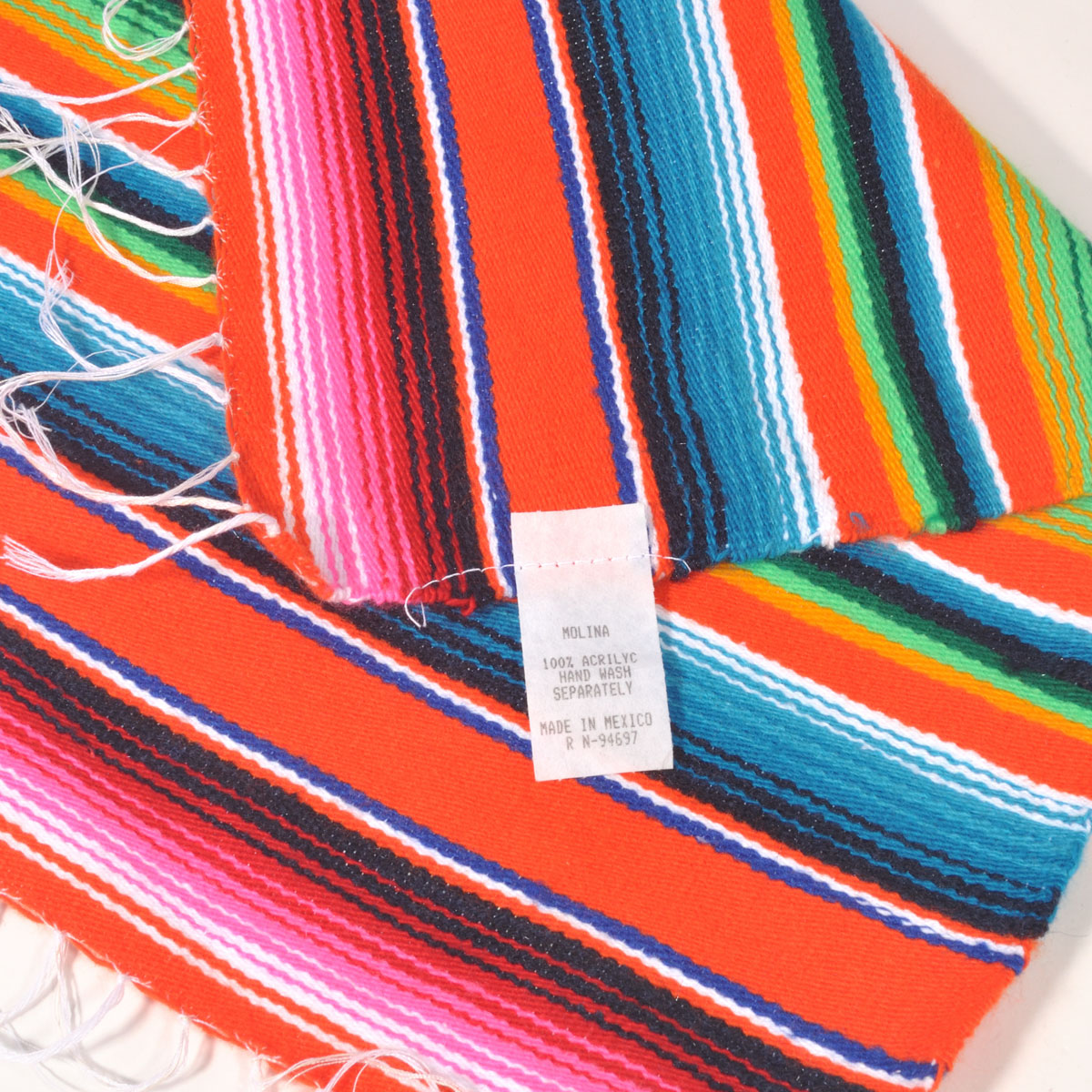 モリーナインディアンブランケット (Molina Indian Blanket) Mexican Serape Placemat/メキシカンサラペプレースマット[約40×30cm]ORANGE/BAMBOO